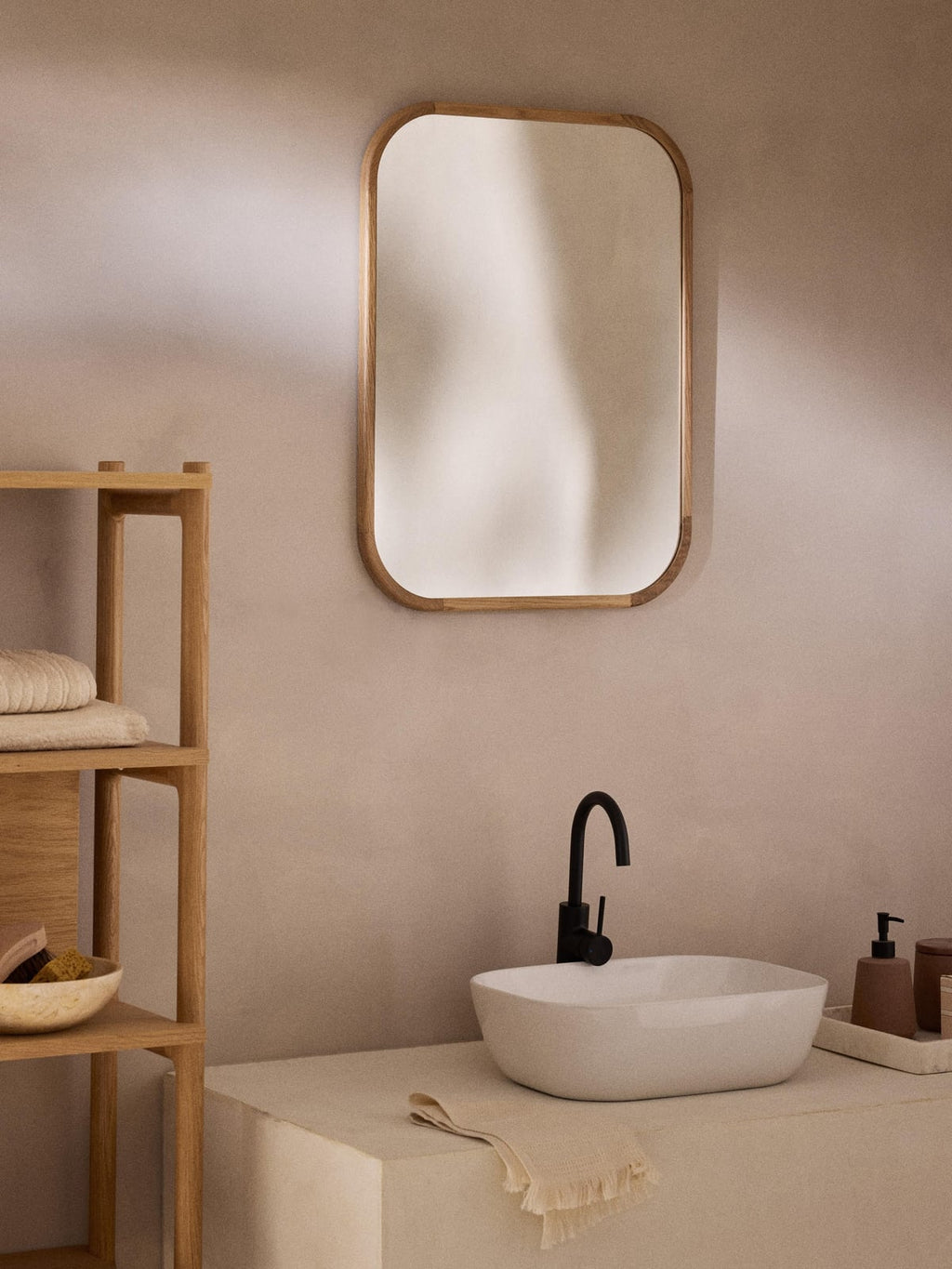 Levan Wall Mirror with Oak Wood Frame