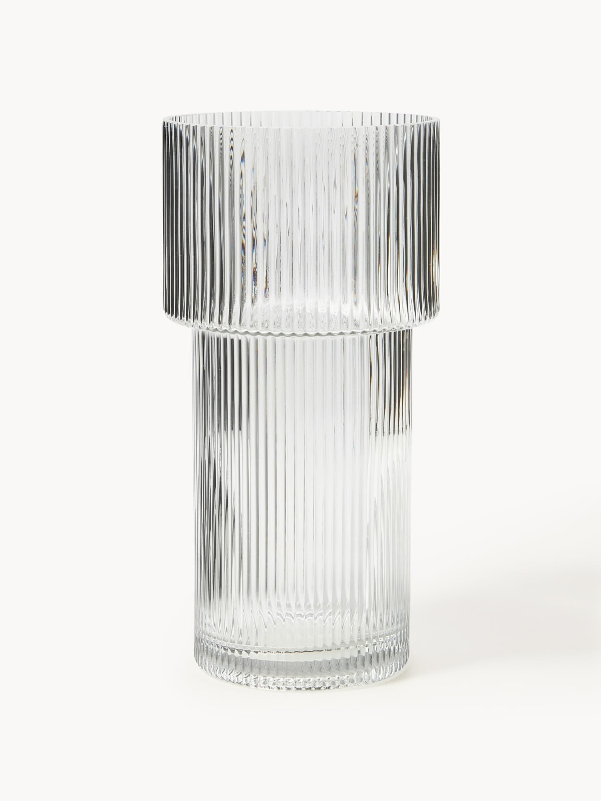 Lija Glass Vase with Ribbed Surface, H 30 cm