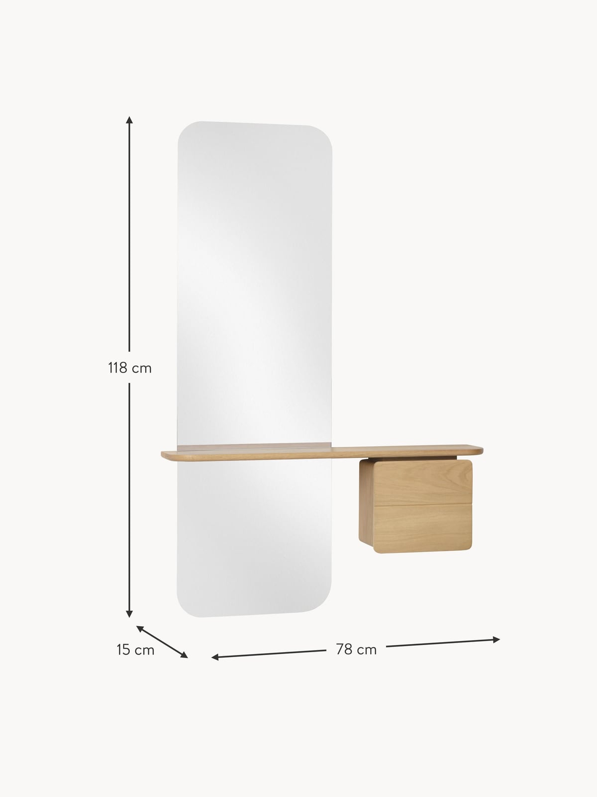 Look Wall Mirror One More with Wooden Shelf