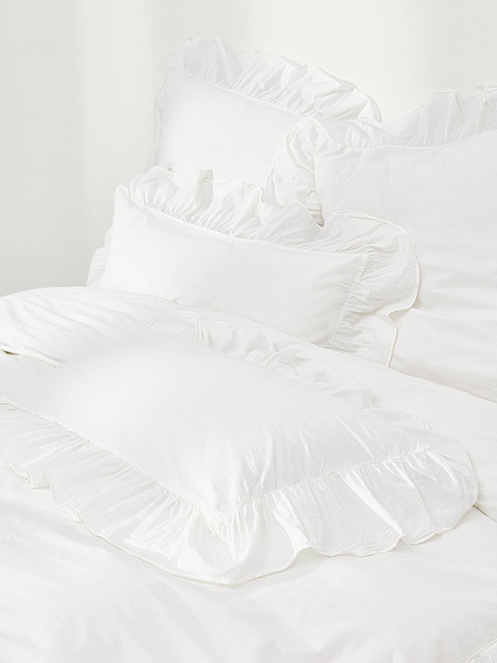 Louane Washed Cotton Percale Duvet Cover with Ruffles