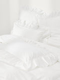 Louane Washed Cotton Percale Duvet Cover with Ruffles