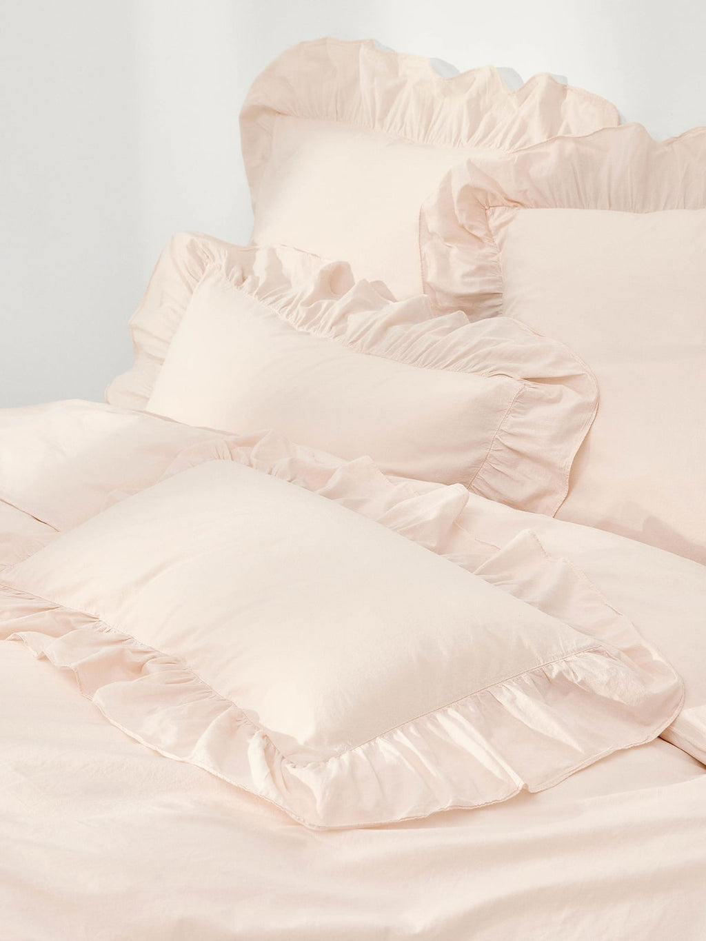 Louane Washed Cotton Percale Duvet Cover with Ruffles