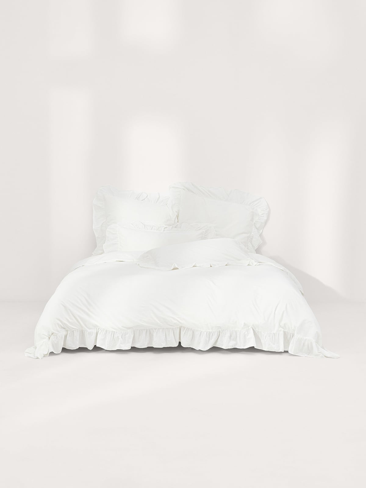 Louane Washed Cotton Percale Duvet Cover with Ruffles