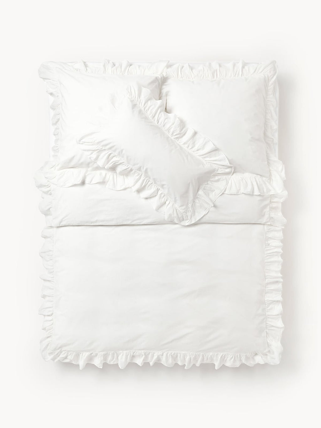 Louane Washed Cotton Percale Duvet Cover with Ruffles