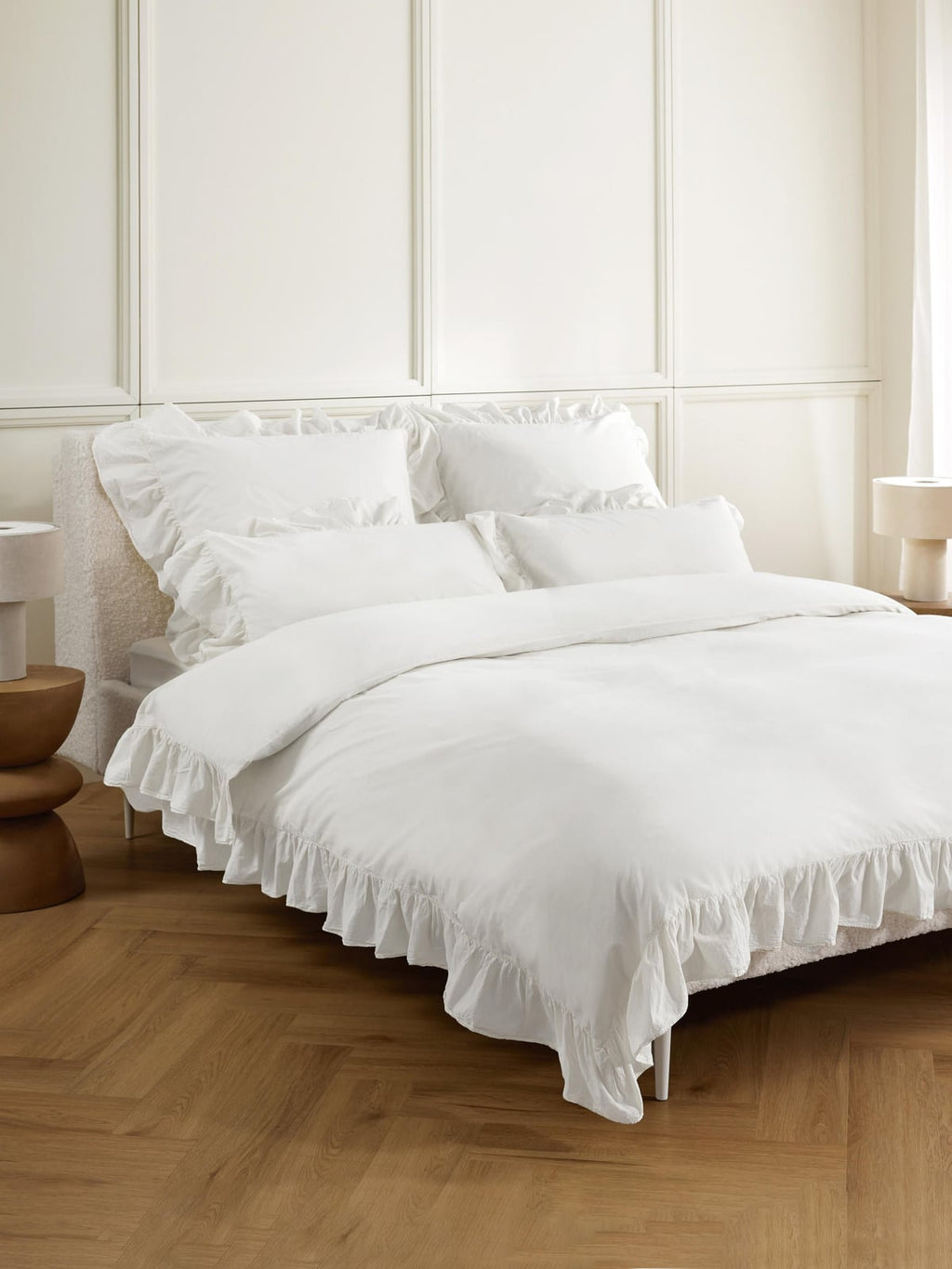 Louane Washed Cotton Percale Duvet Cover with Ruffles