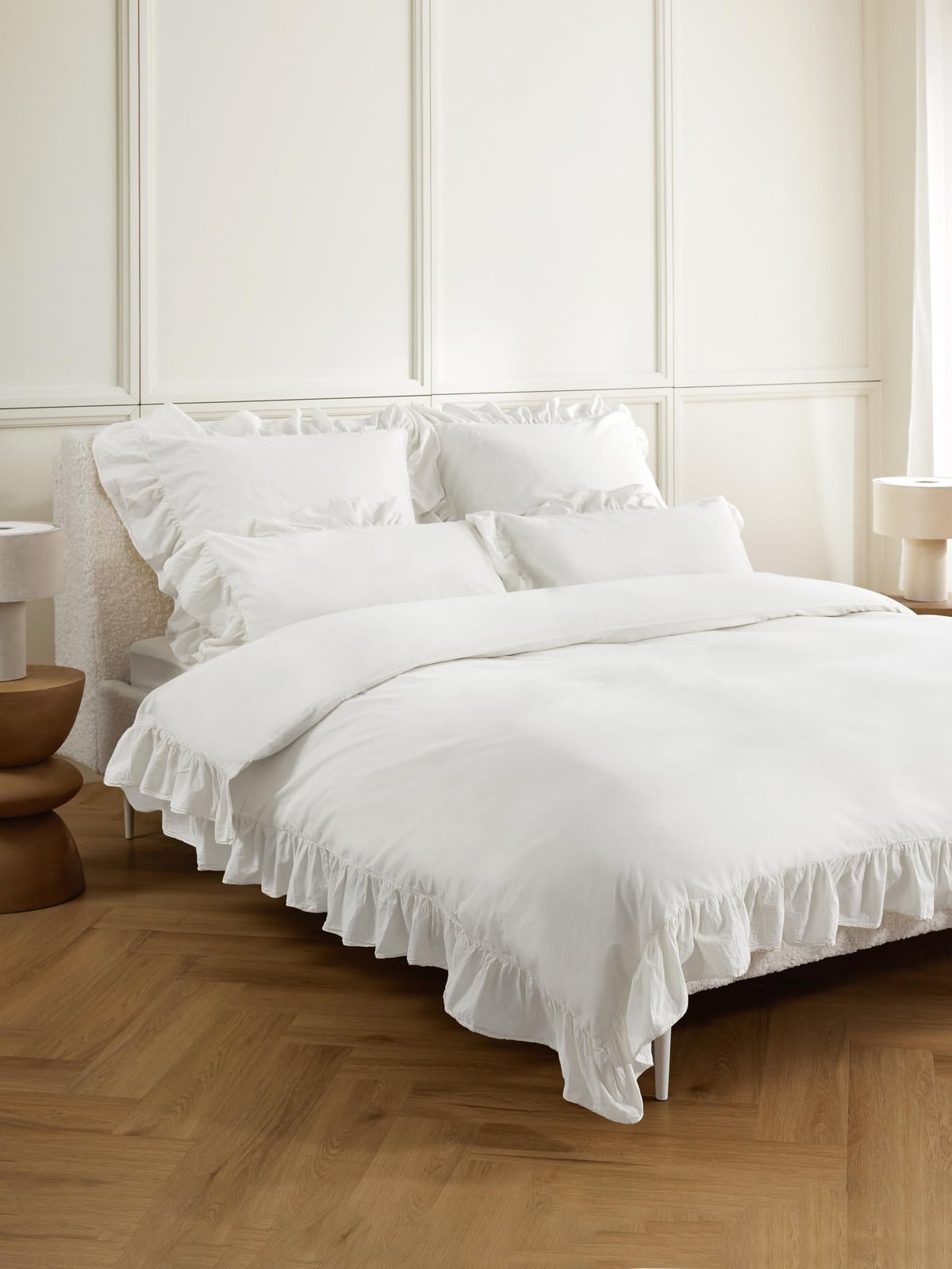Louane Washed Cotton Percale Duvet Cover with Ruffles