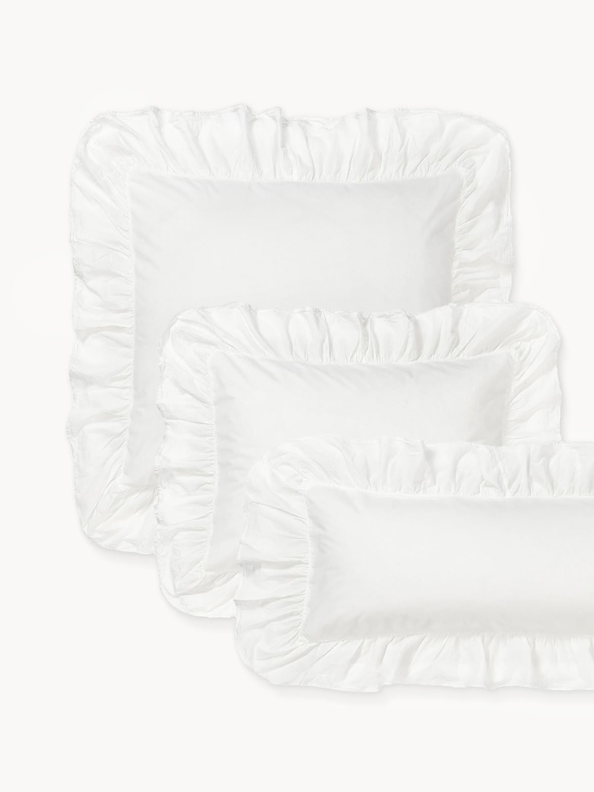 Louane Washed Cotton Percale Pillowcase with Ruffles