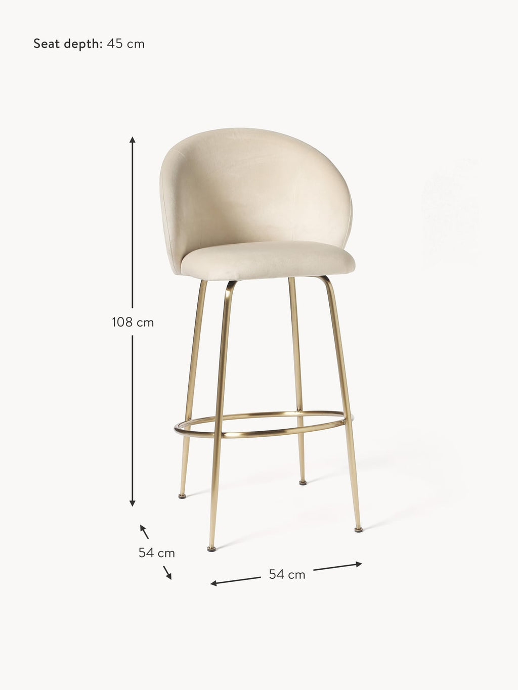 Luisa Velvet Bar Chair