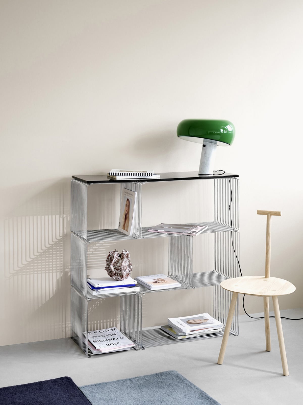 Marble Top Panel Panton Wire Extended for Modular Shelf System, W 70 cm