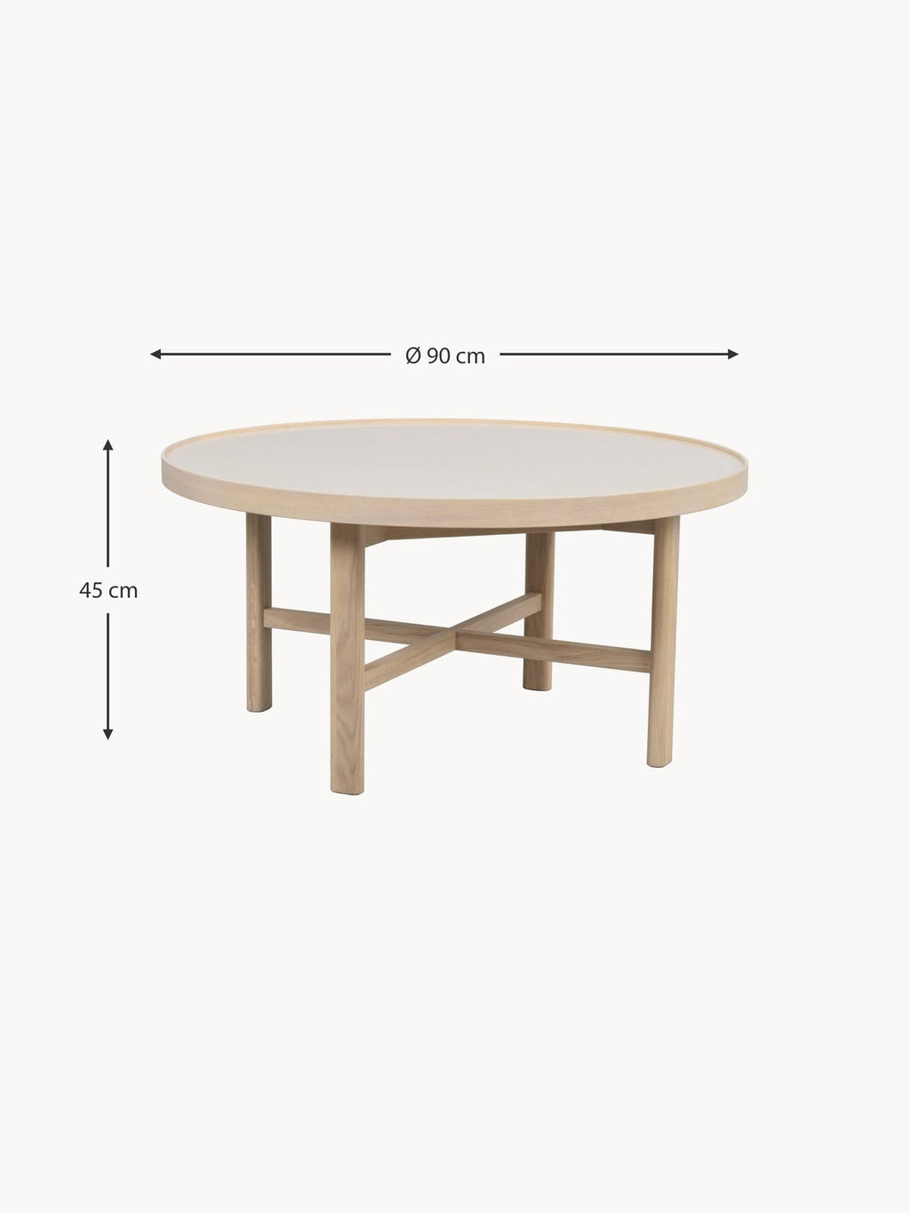 Marsden Round Oak Wood Coffee Table, Ø 90 cm