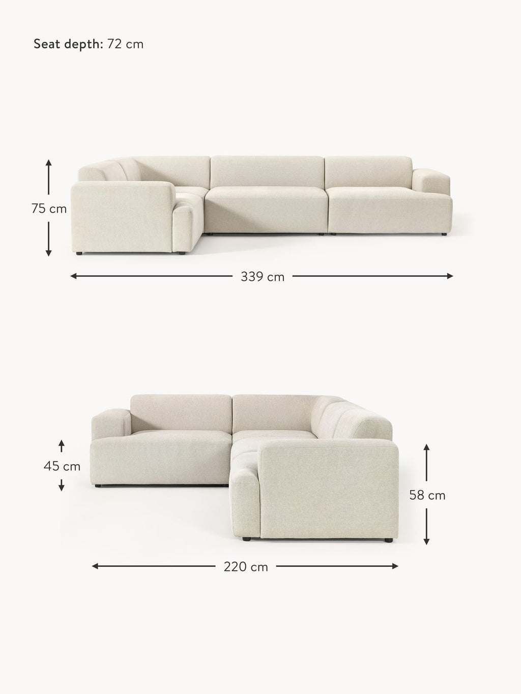 Melva Large Corner Sofa (4-seater)