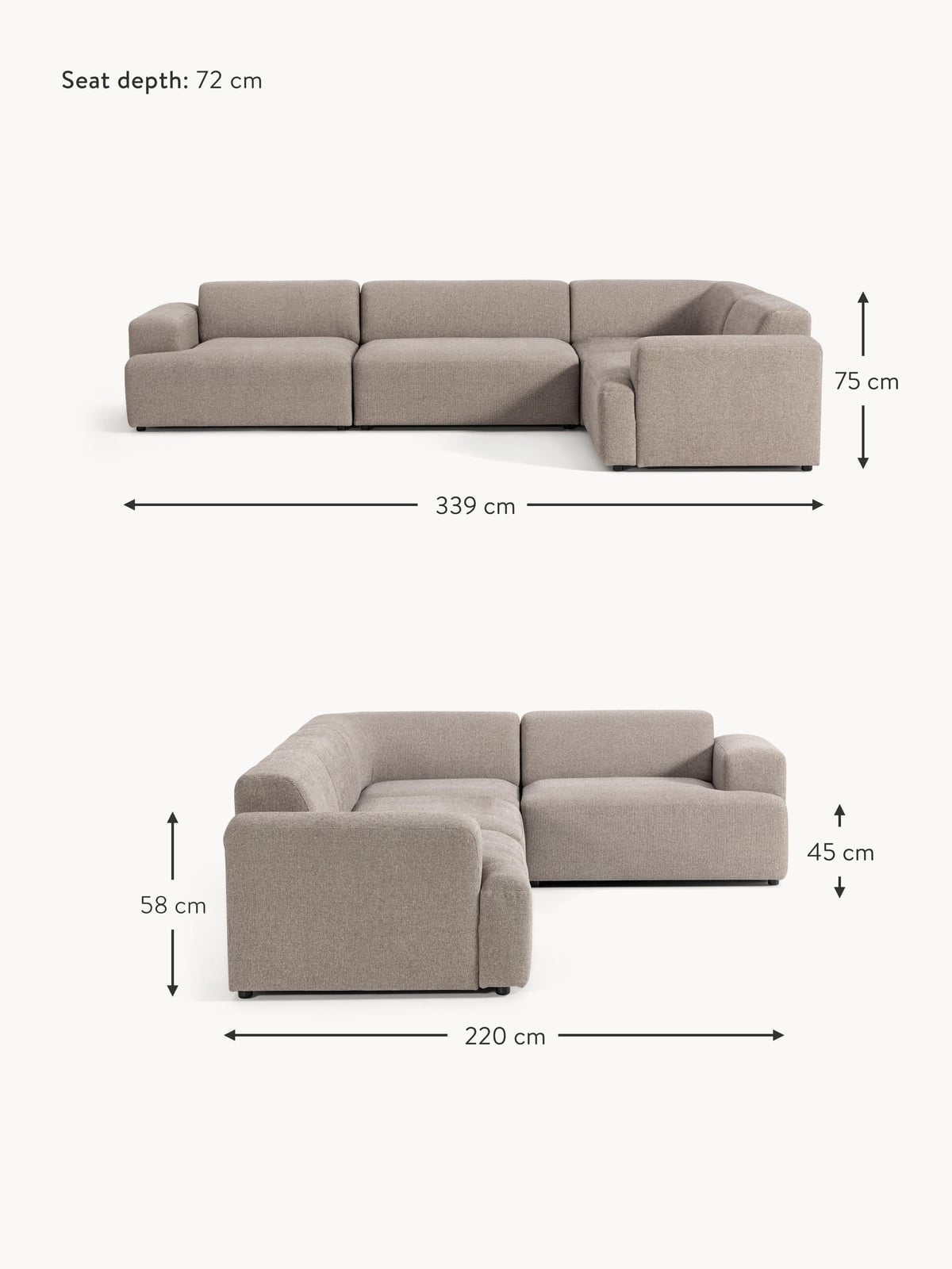 Melva Large Corner Sofa (4-seater)