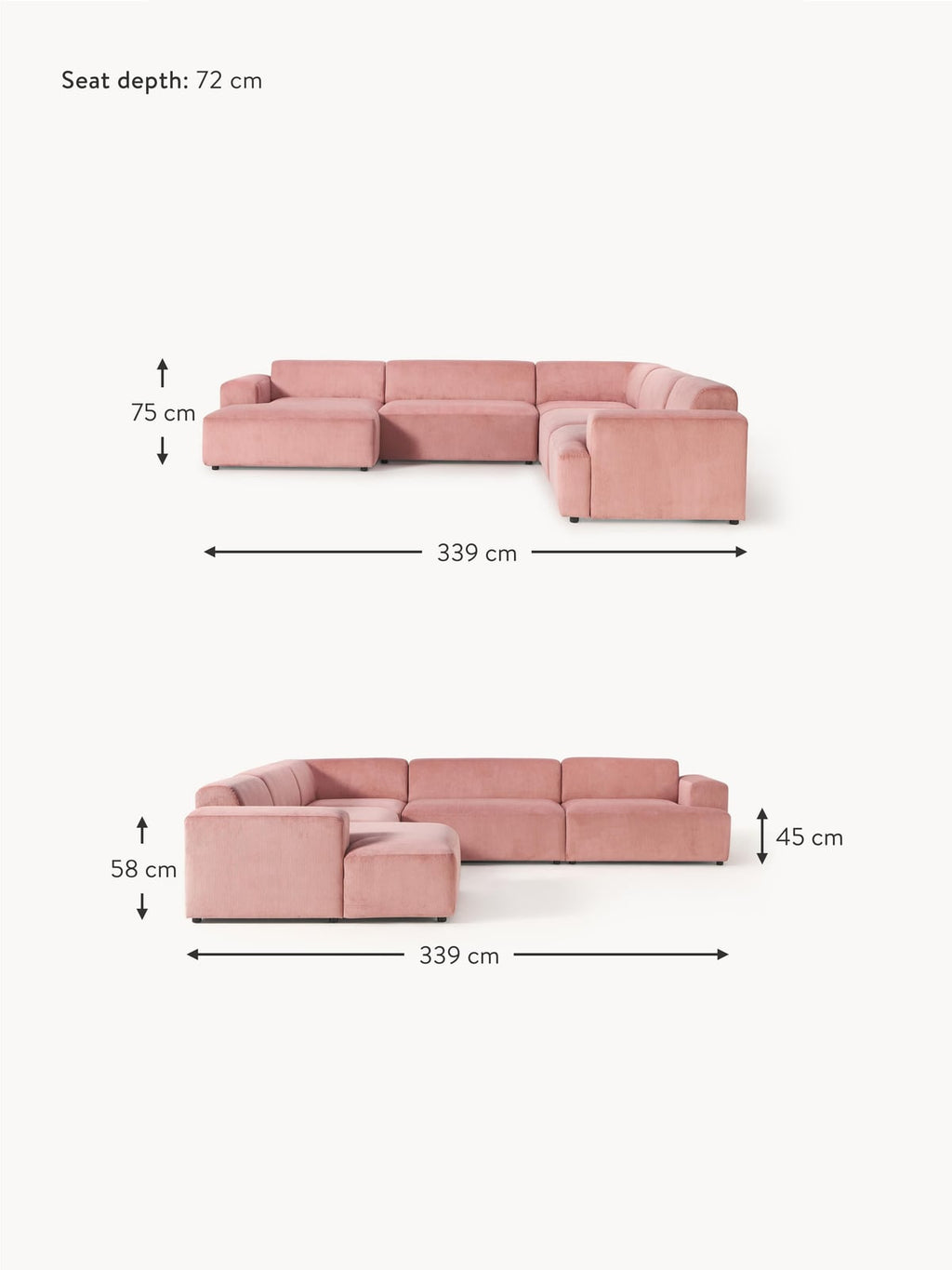 Melva XL Corduroy Corner Sofa