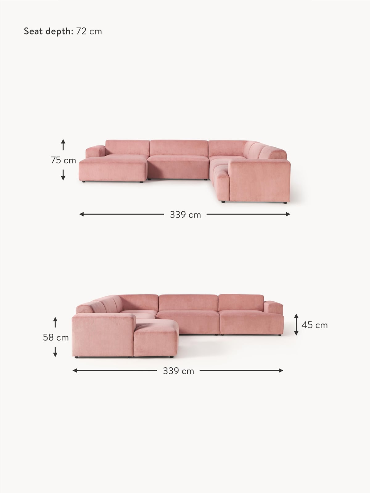 Melva XL Corduroy Corner Sofa