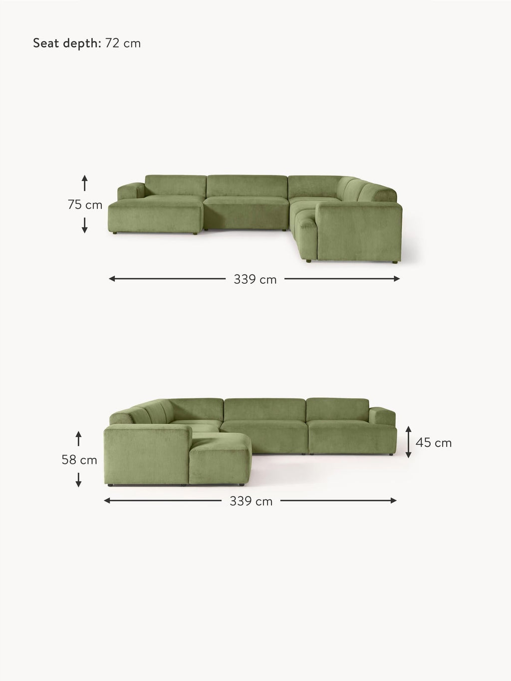 Melva XL Corduroy Corner Sofa