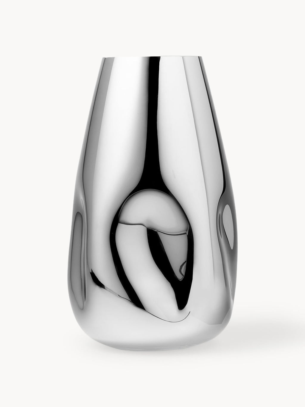 Mirror Mouth-Blown Glass Vase, H 35 cm