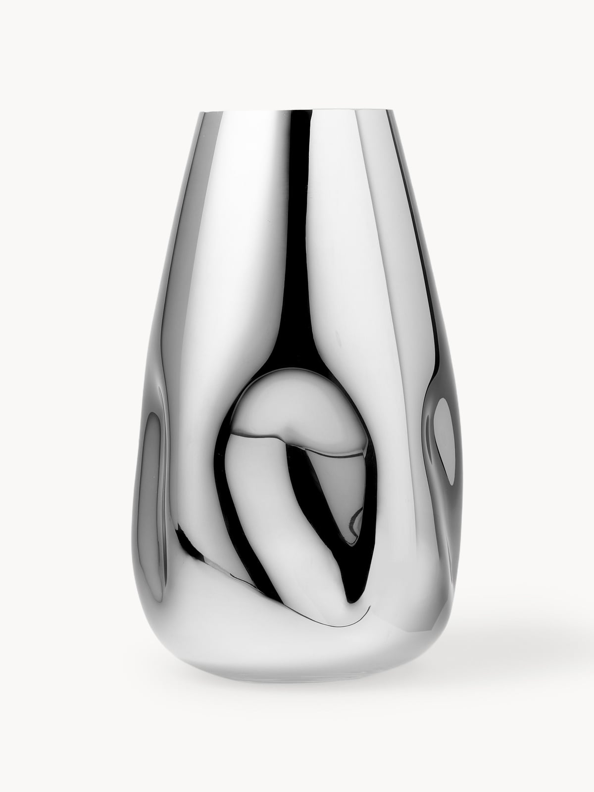 Mirror Mouth-Blown Glass Vase, H 35 cm