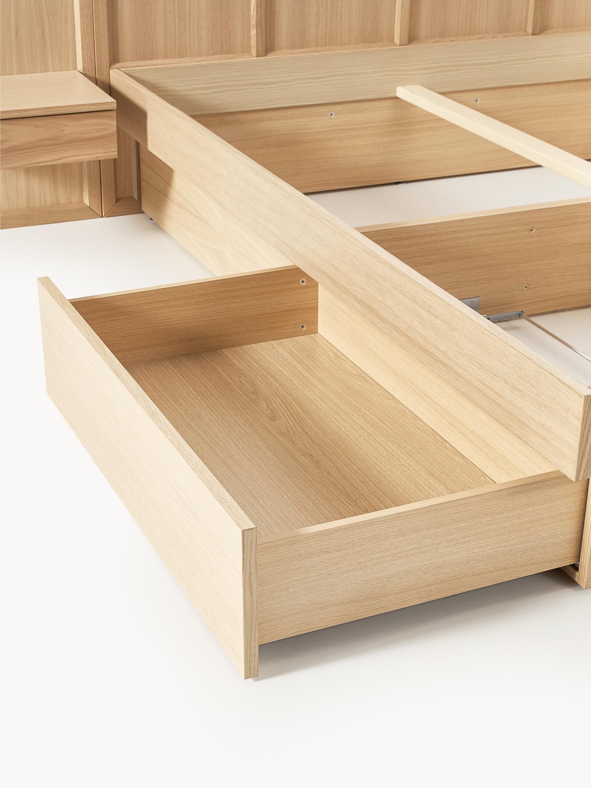 Nanto Wooden Bed with Drawers Tables and Headboard