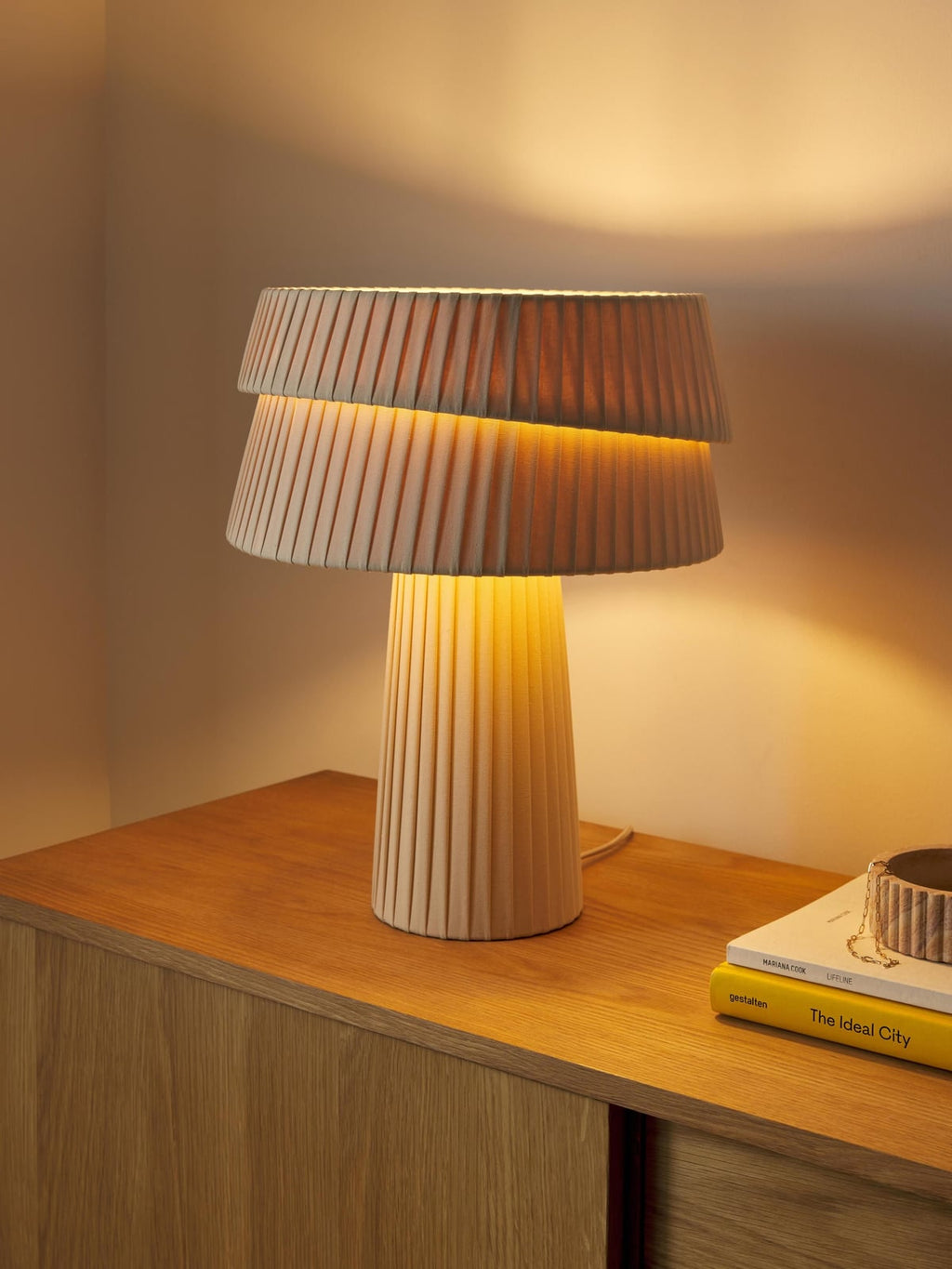 Nyla Table Lamp with An Asymmetrical Lampshade