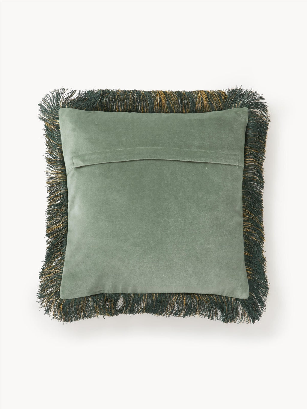Onyx Embroidered Velvet Cushion Cover with Fringes
