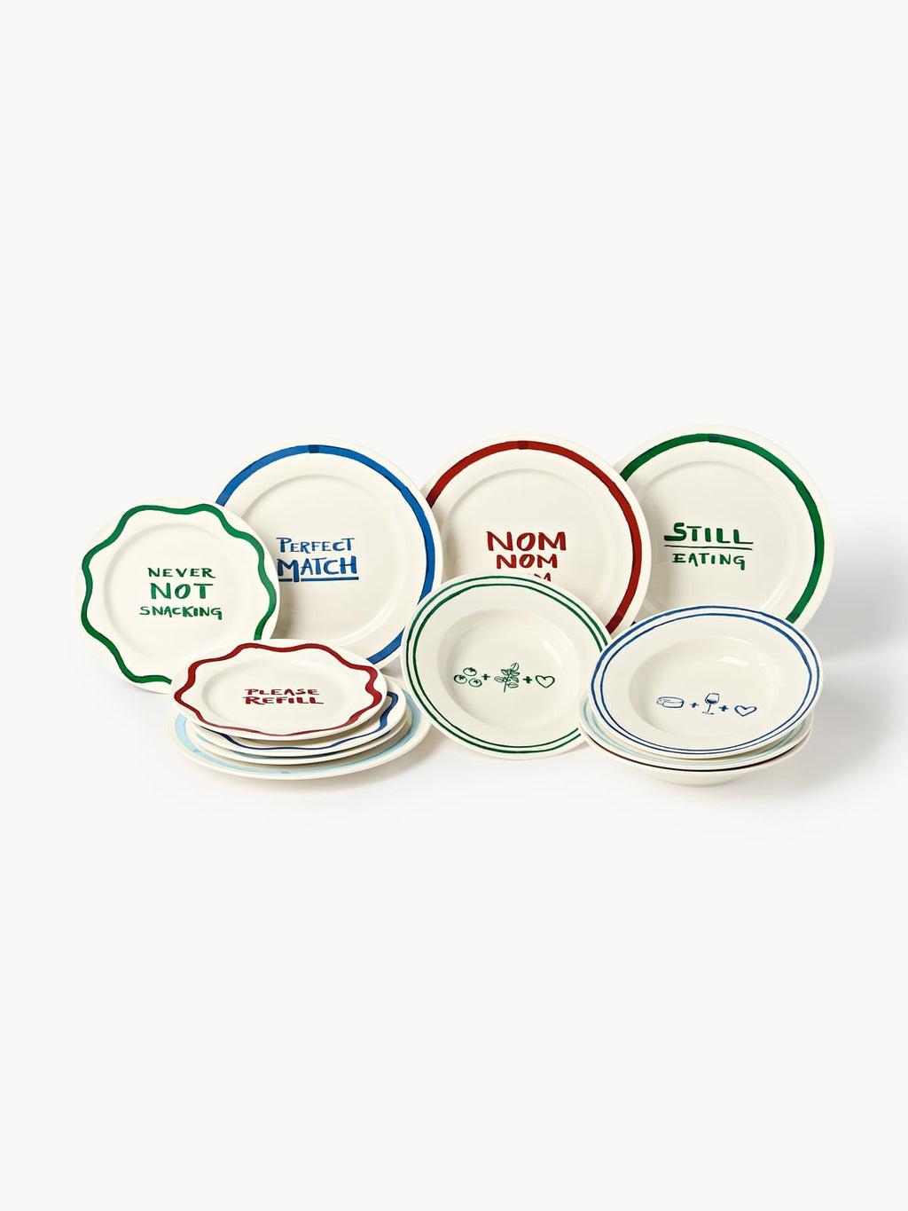 Porcelain Tableware Set Tutti with Decorative Motif, 4 people, Set of 12