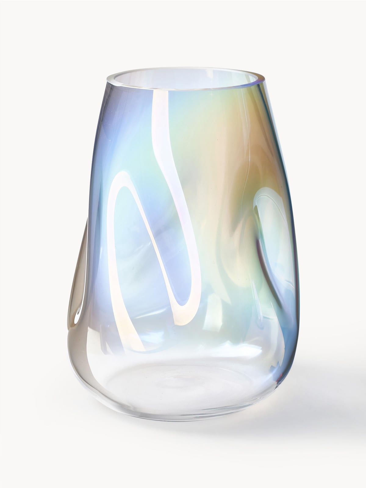 Rainbow Mouth-Blown Glass Vase, H 26 cm