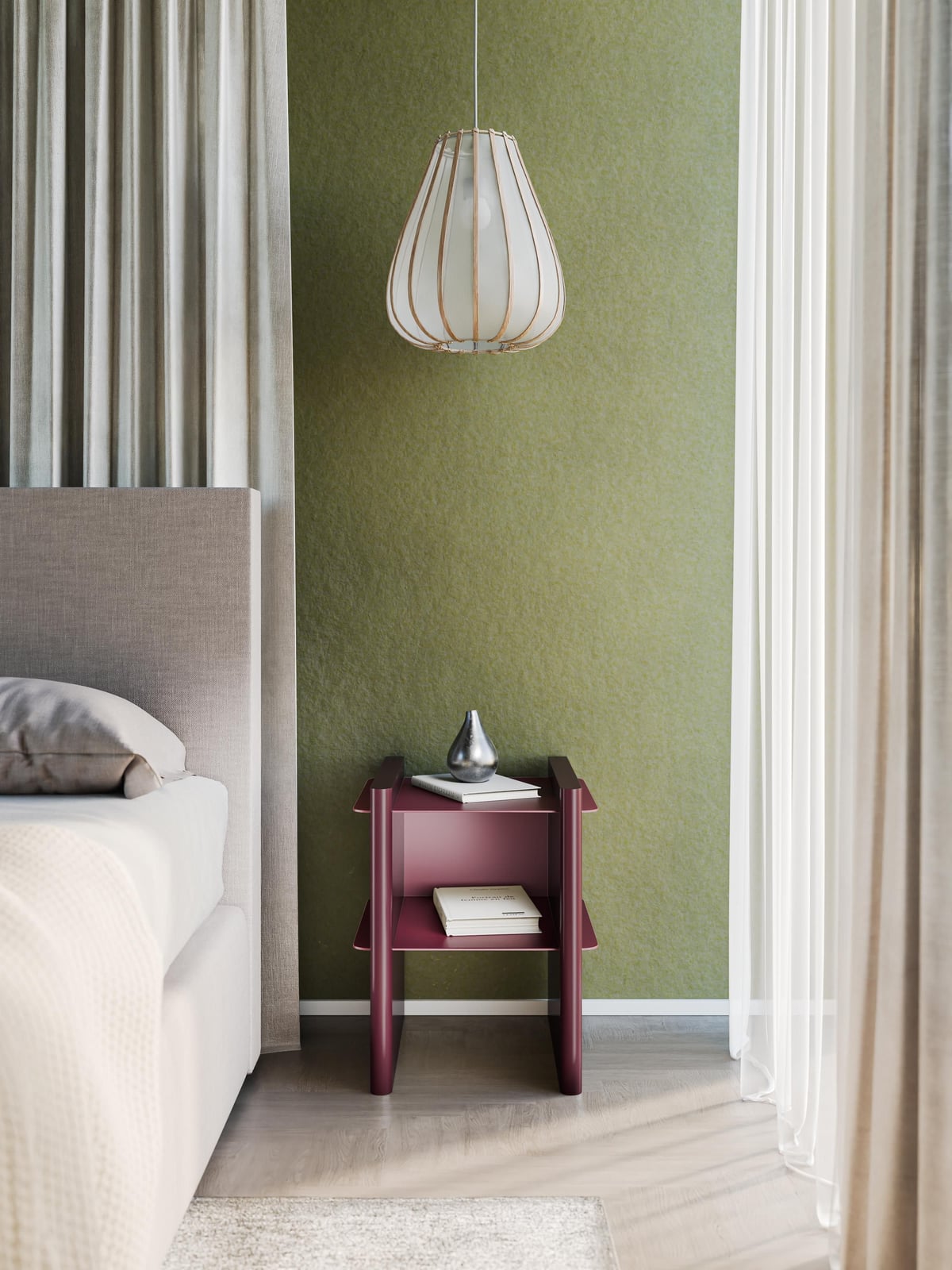 Rami Bedside Table with Metal Elements