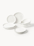 Sali Porcelain Tableware Set with Embossed Pattern, 4 People, Set of 12