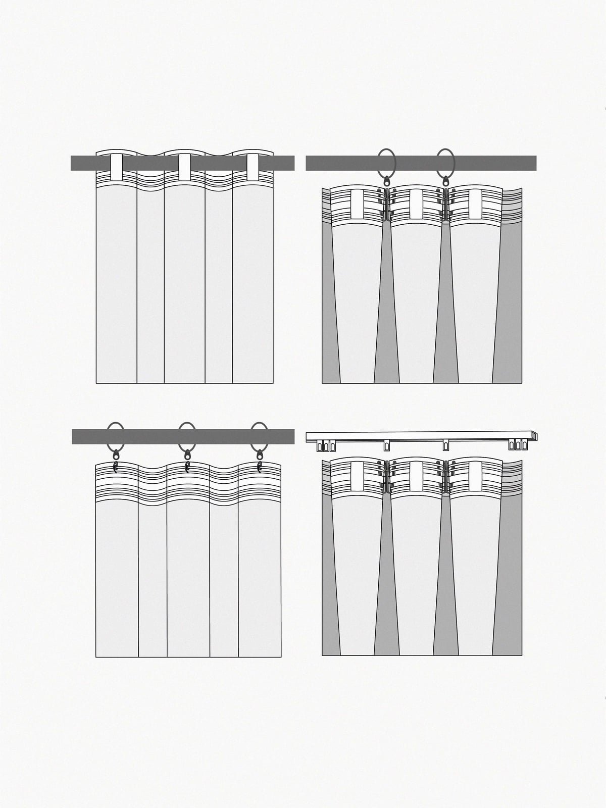 Sari Light-Filtering Multi-Band Curtain, W 280 cm