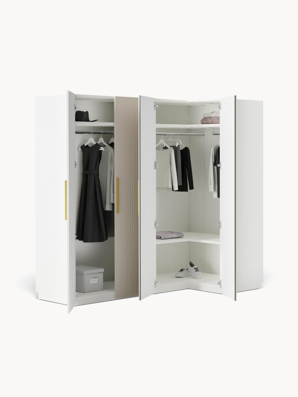 Simone Modular Corner Wardrobe, 215 cm Wide, in various sizes