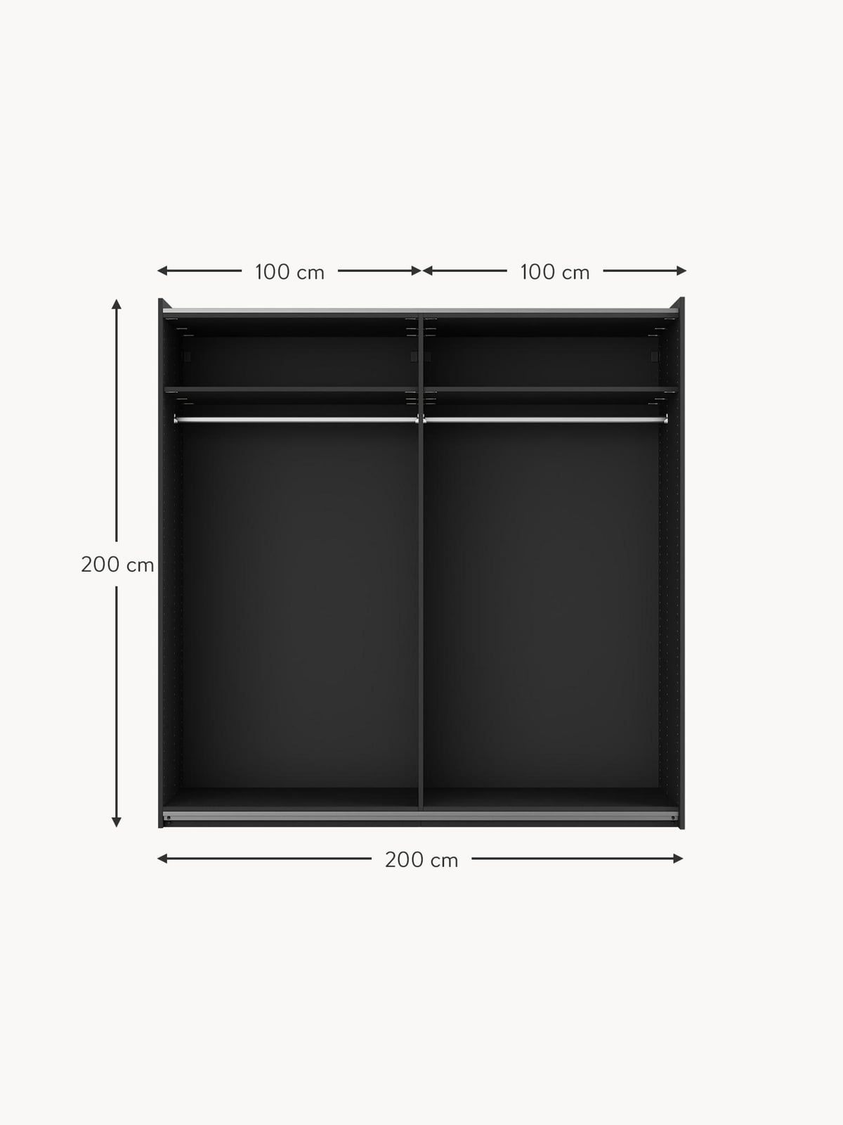 Simone Modular Sliding Door Wardrobe, 200 cm Wide, in various sizes