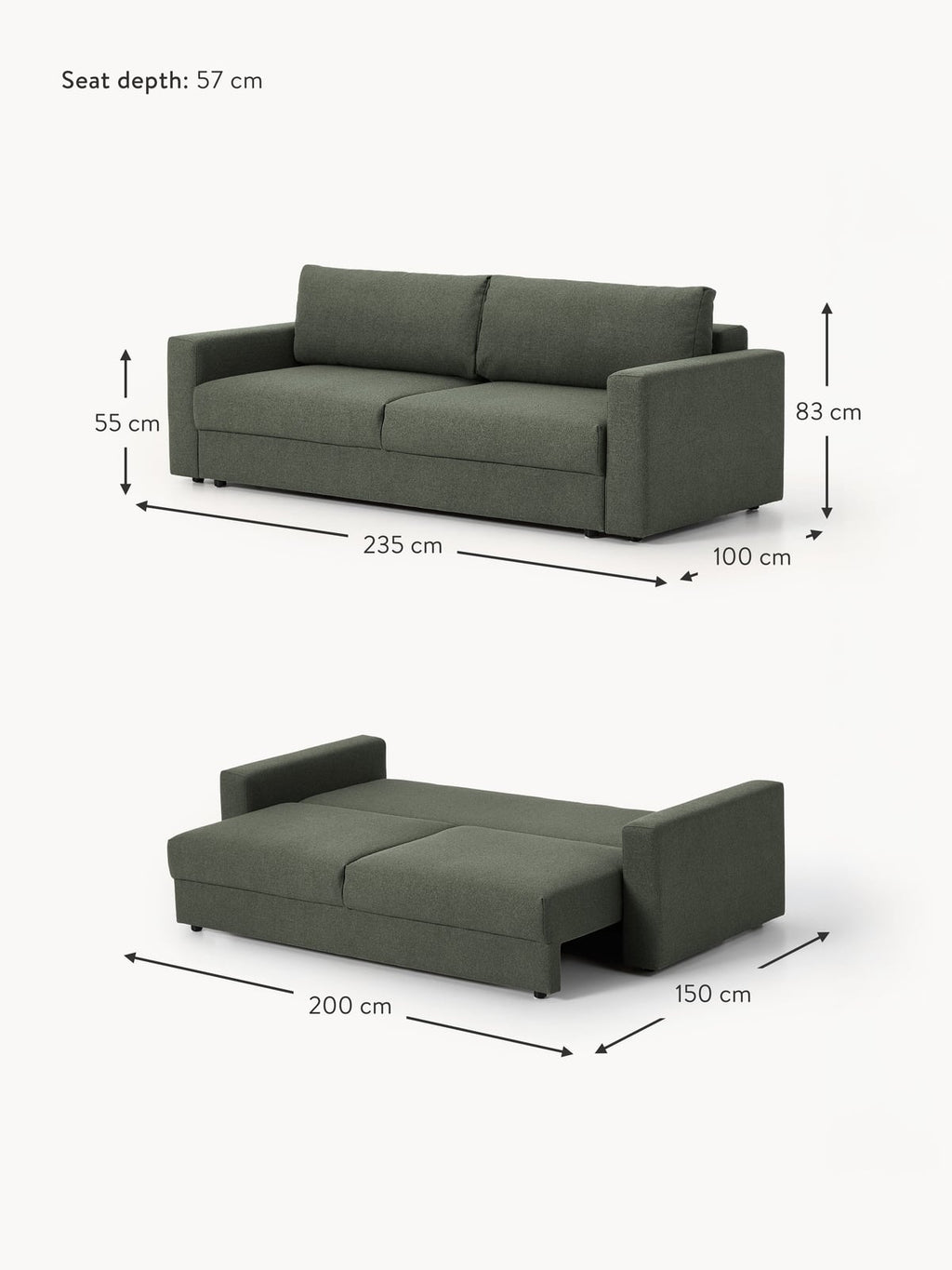 Tasha Bouclé Sofa Bed (3-seater)