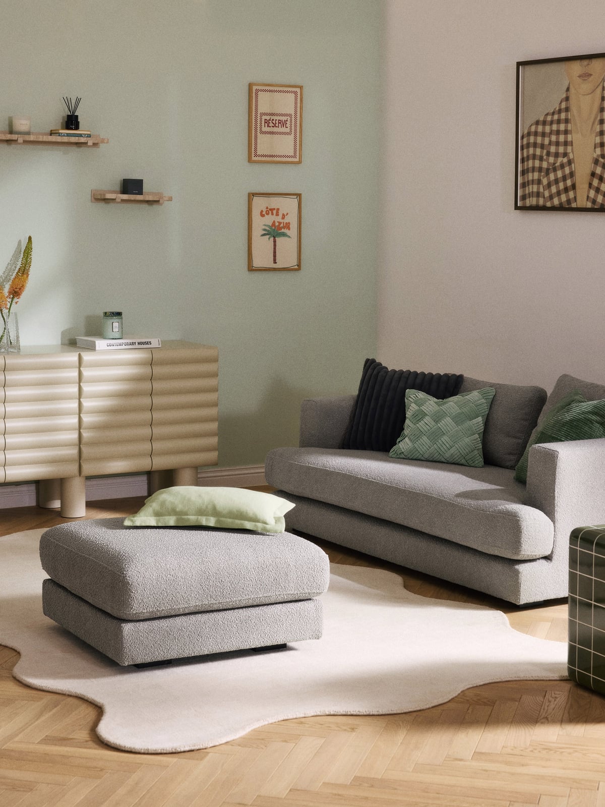 Tribeca Bouclé Ottoman
