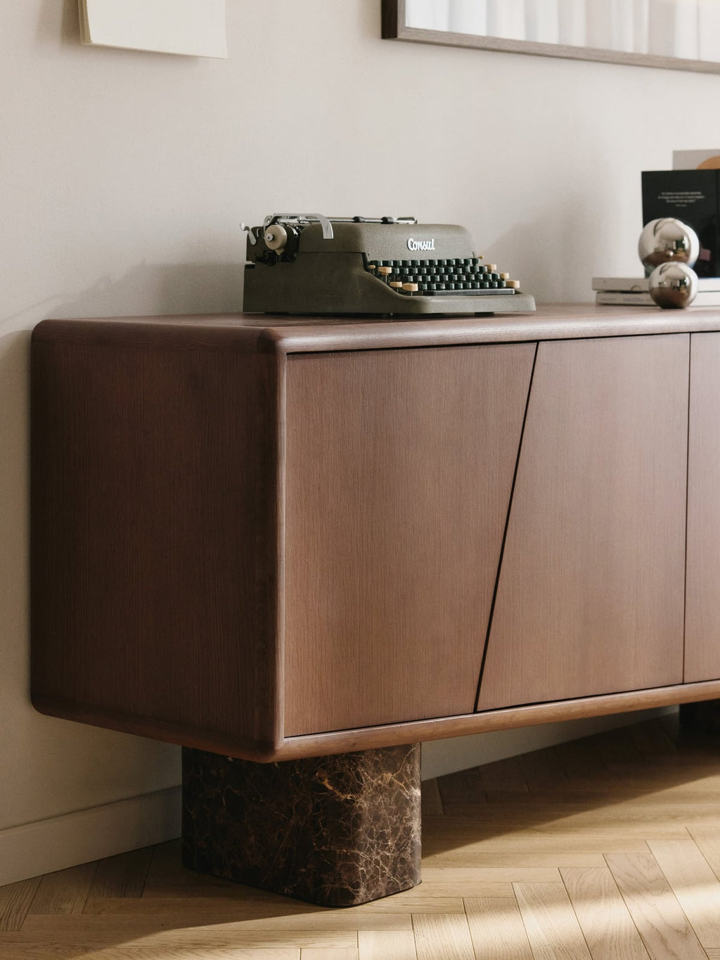 Tundra Wooden Sideboard with Emperador Marble Legs