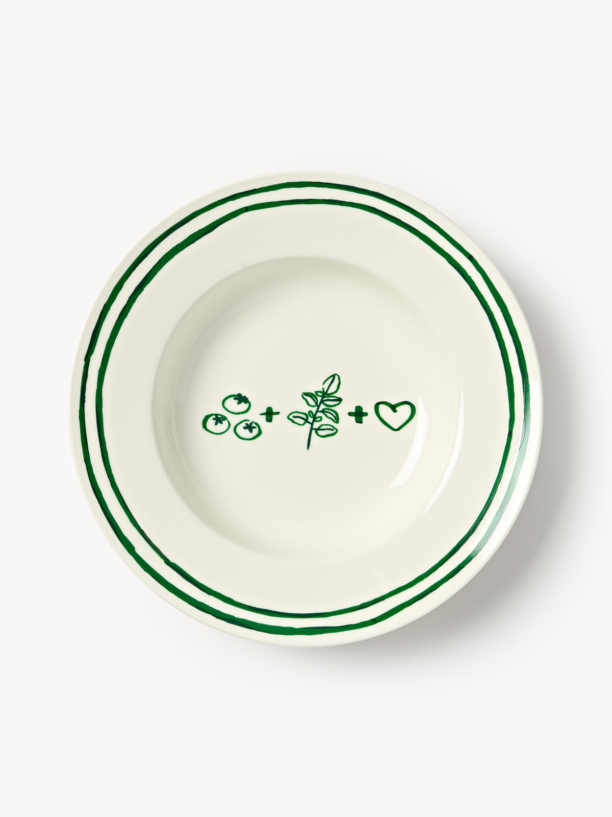Tutti Porcelain Pasta Plates with Decorative Motif, Set of 4