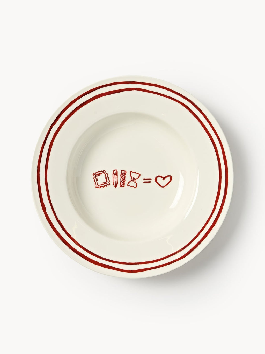 Tutti Porcelain Pasta Plates with Decorative Motif, Set of 4