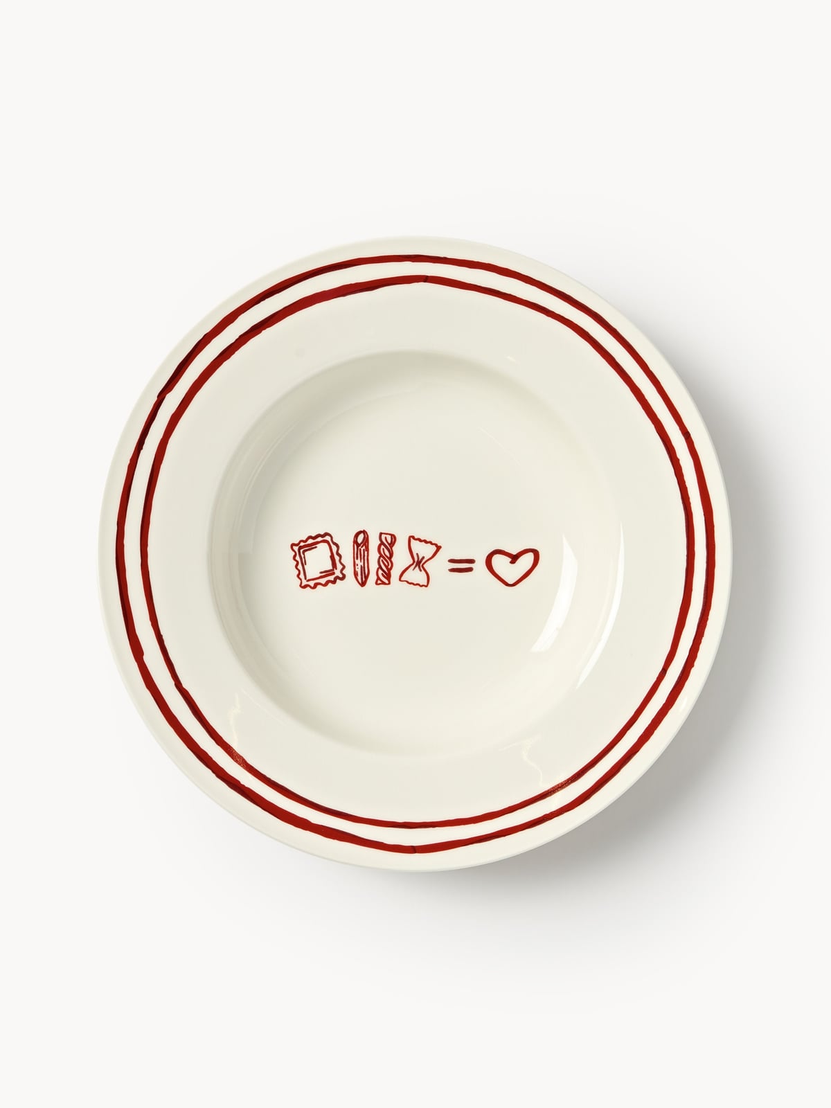 Tutti Porcelain Pasta Plates with Decorative Motif, Set of 4