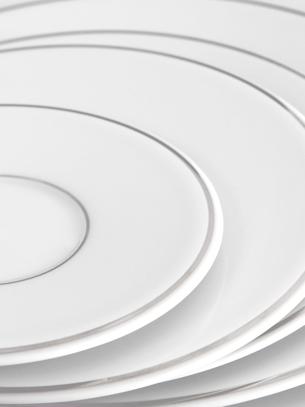 Vitruv Handmade Porcelain Tableware Set with Hand-Painted Platinum Rim, 2 People, Set of 14