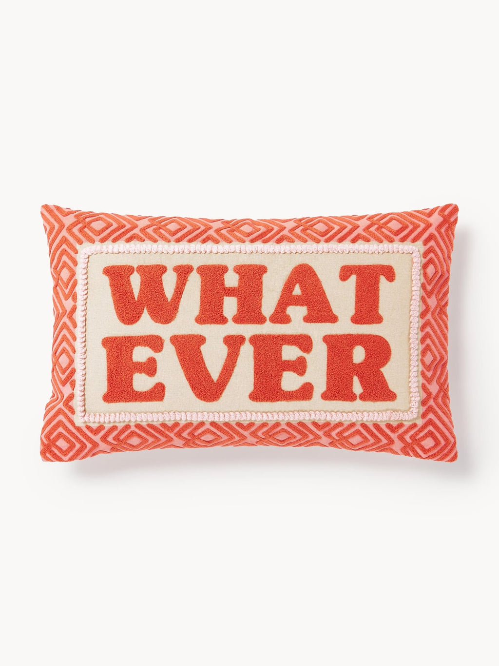 Whatever Cushion Cover with Embroidered Lettering