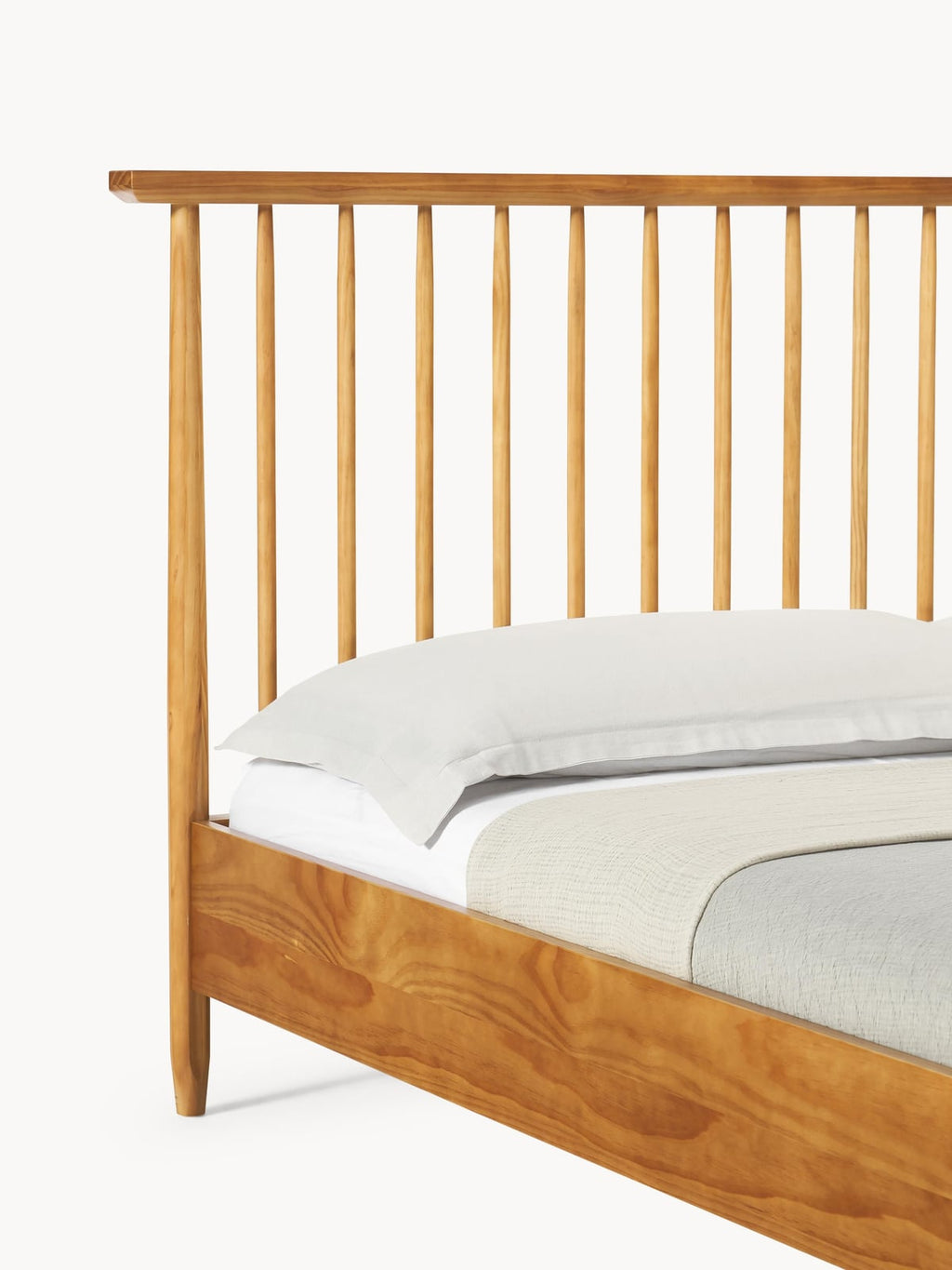 Windsor Pine Wood Bed with Headboard