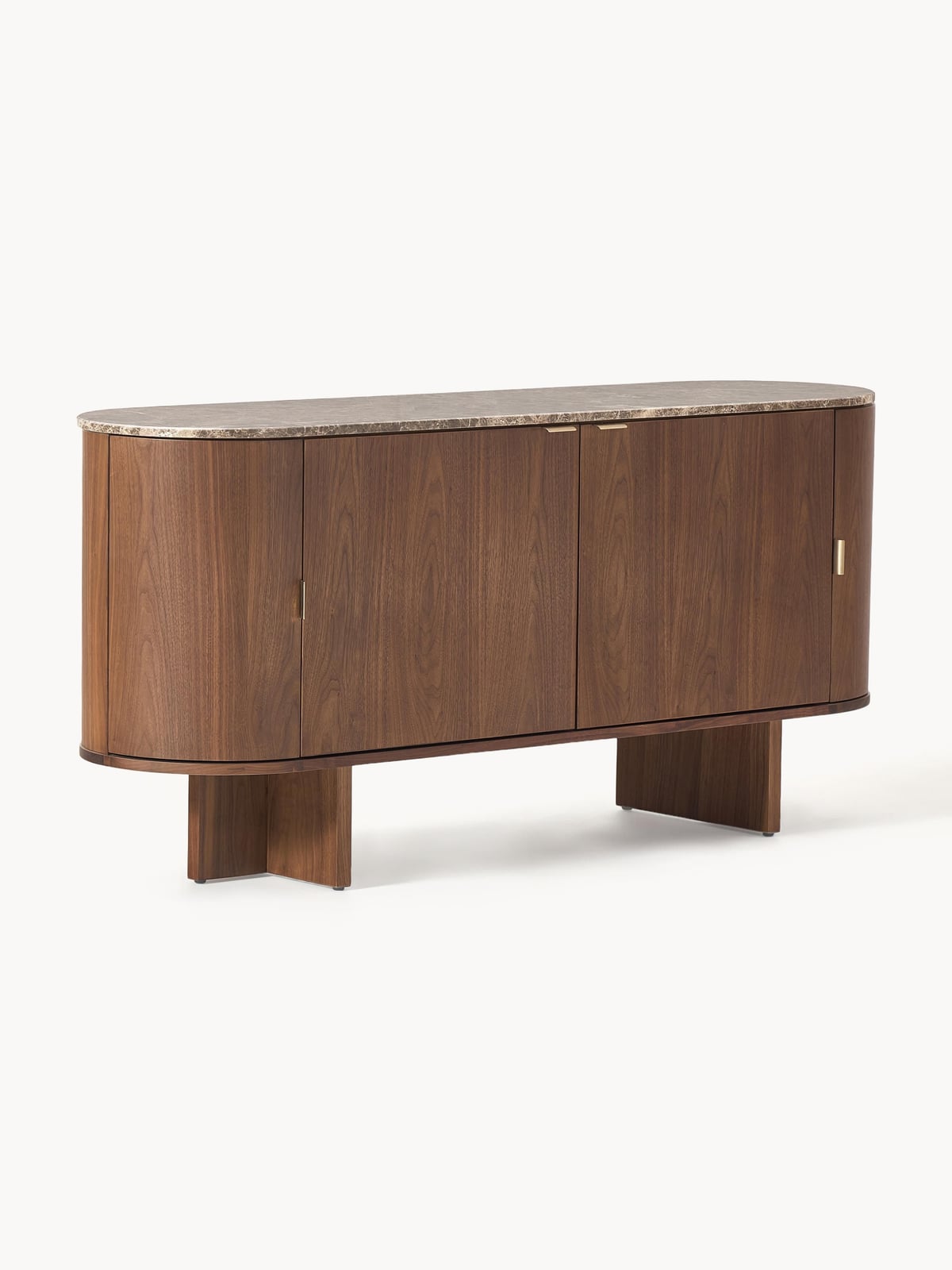 Zumi Wooden Sideboard with Rounded Corners and Marble Top