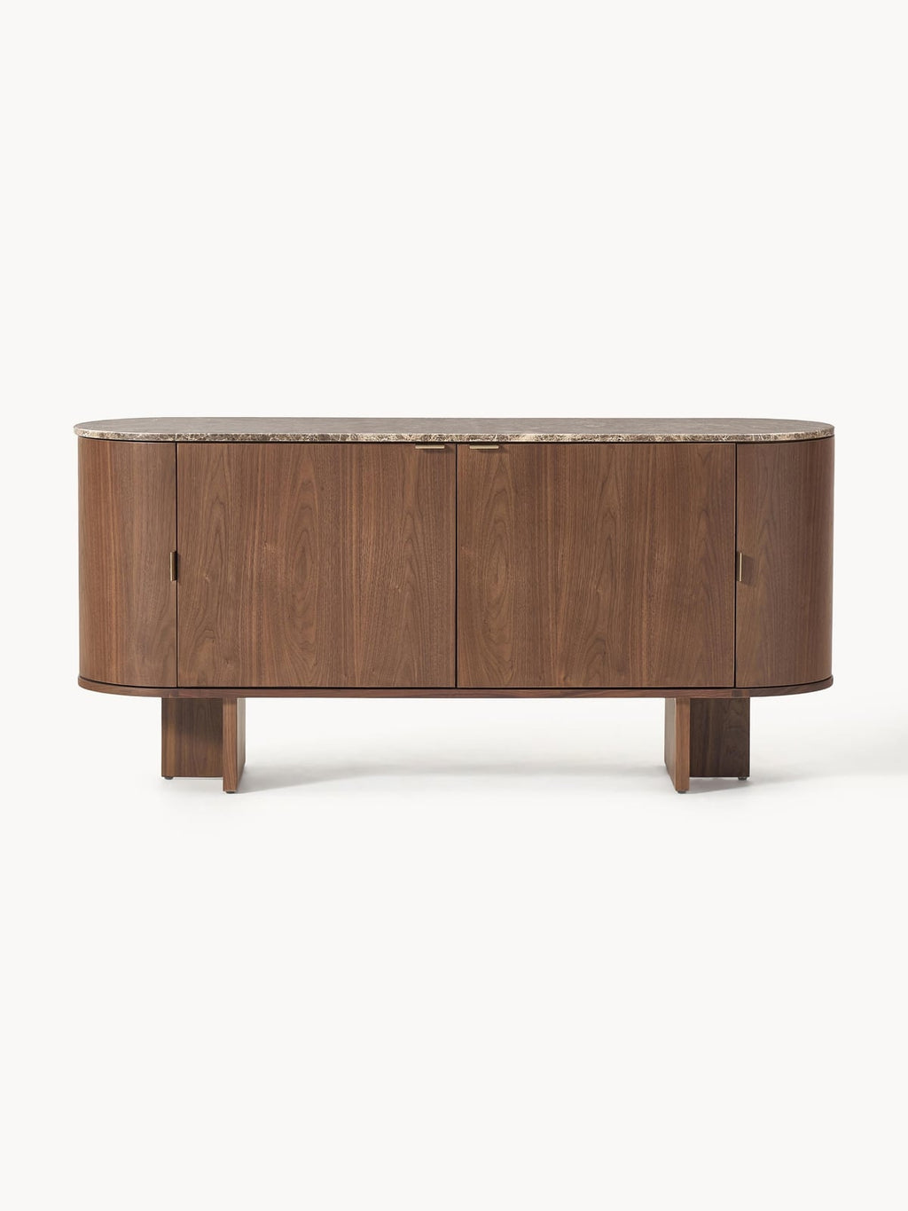 Zumi Wooden Sideboard with Rounded Corners and Marble Top