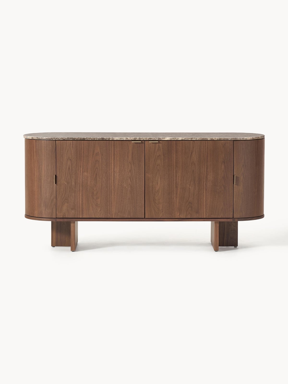 Zumi Wooden Sideboard with Rounded Corners and Marble Top